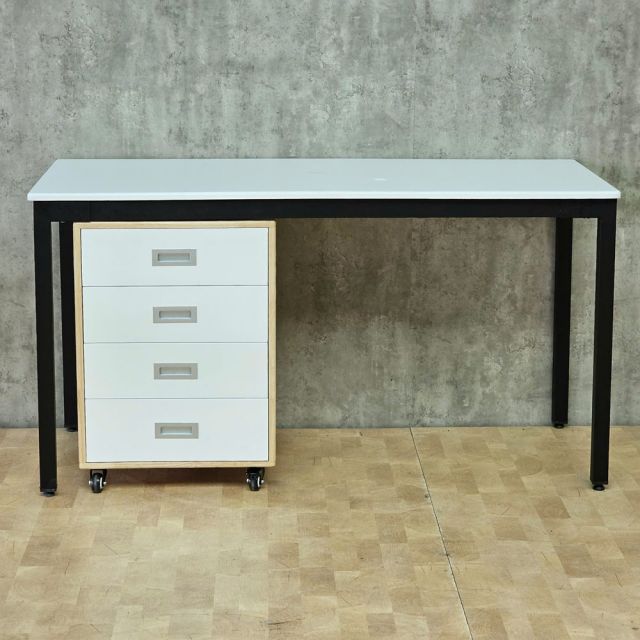 Bàn làm việc kết hợp tủ cá nhân di động 140x60x78cm gỗ cao su hệ UConcept HBUC073
