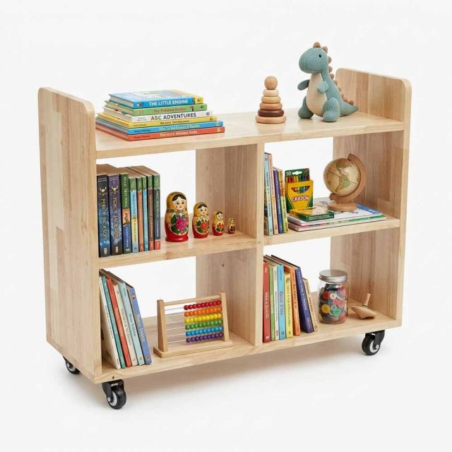 Kệ sách di động 80x30x60cm gỗ cao su KS68339