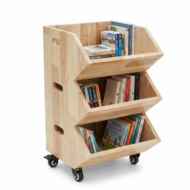 Kệ sách di động 40x30x53cm gỗ cao su KS68382