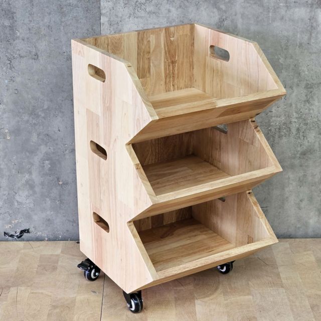 Kệ sách di động 40x30x53cm gỗ cao su KS68382