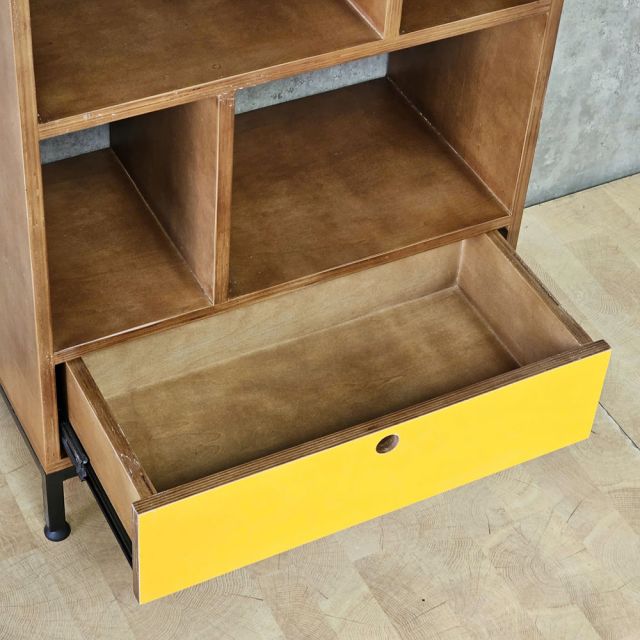 Kệ tủ trang trí 60x30x170cm gỗ Plywood Venner Brich chân sắt KTT68098