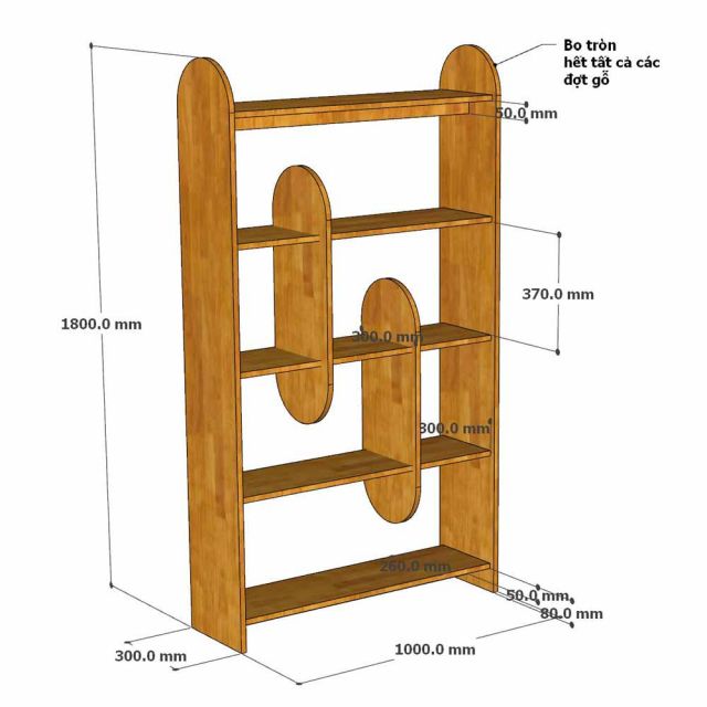 Kệ trang trí 100x30x180cm gỗ tràm KTT68099