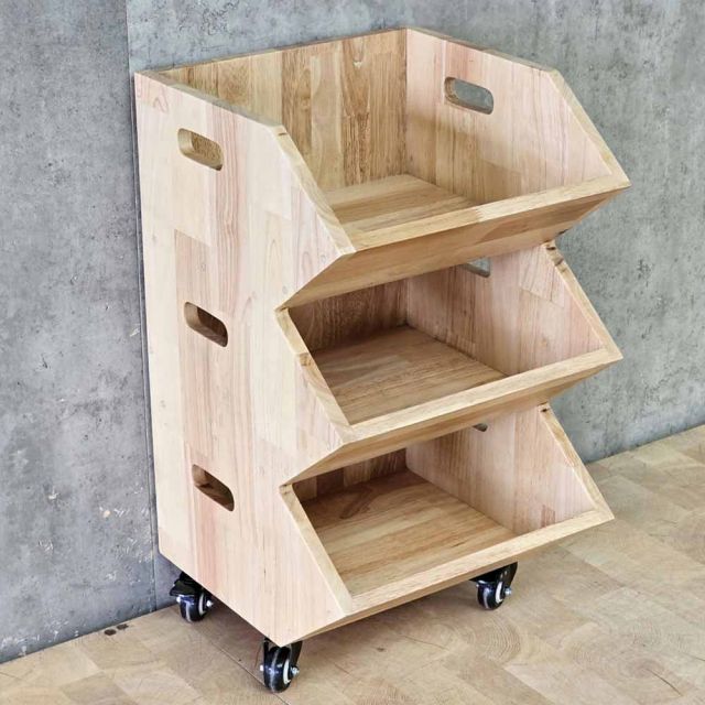 Kệ lưu trữ đồ 3 tầng 38x40x60cm gỗ cao su TCN68078