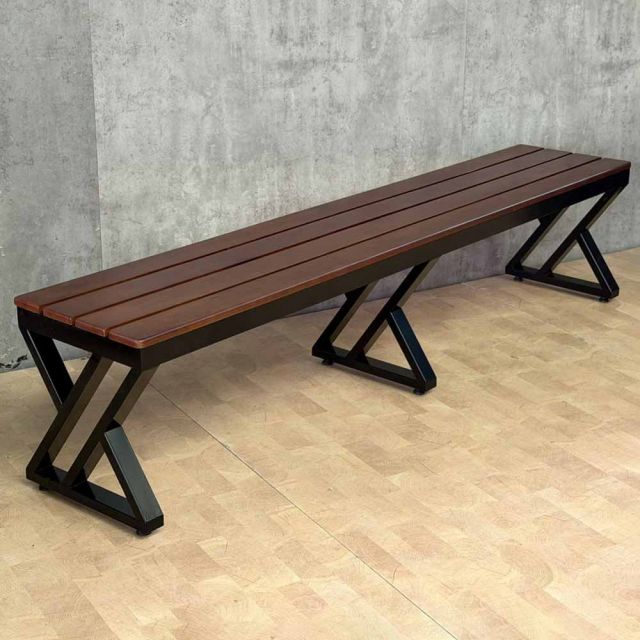 Ghế băng dài 200x40x45cm gỗ cao su chân sắt GBD087