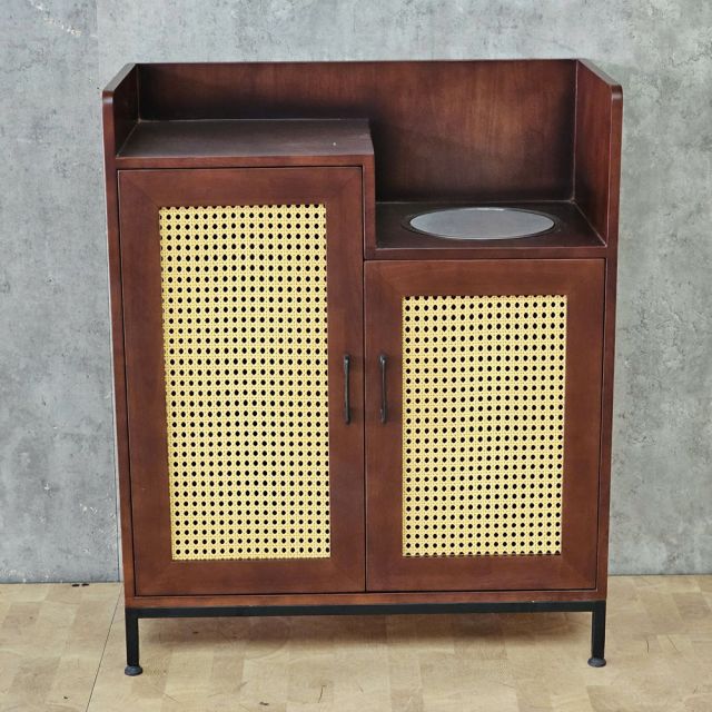 Tủ đựng thùng rác 80x40x95cm gỗ cao su TDR003