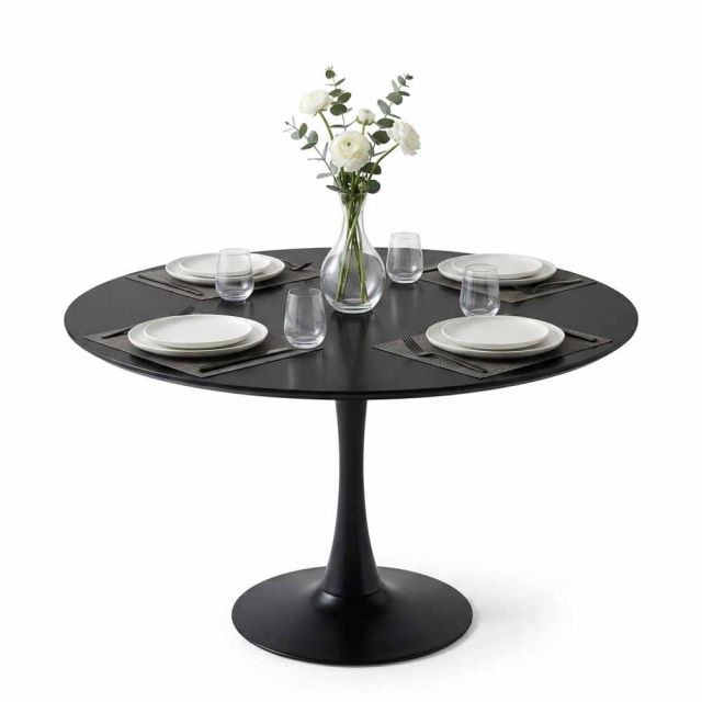 Bàn ăn tròn 100x100cm gỗ cao su chân Tulip BA68319