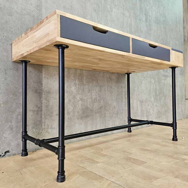 Bàn làm việc ống nước 120x60cm gỗ cao su PPF022