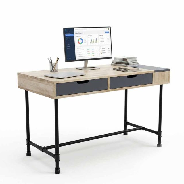 Bàn làm việc ống nước 120x60cm gỗ cao su PPF022