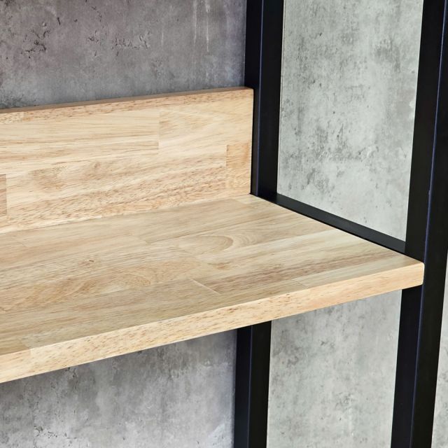 Bàn học kết hợp kệ sách 180x65x160cm gỗ cao su chân sắt sơn tĩnh điện FD68095