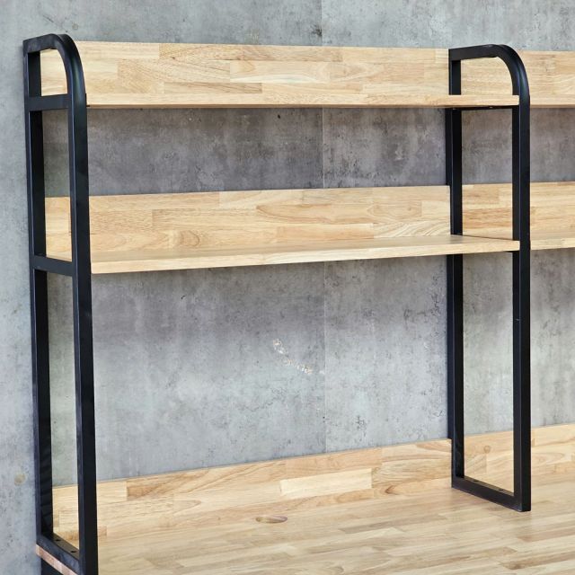 Bàn học kết hợp kệ sách 180x65x160cm gỗ cao su chân sắt sơn tĩnh điện FD68095