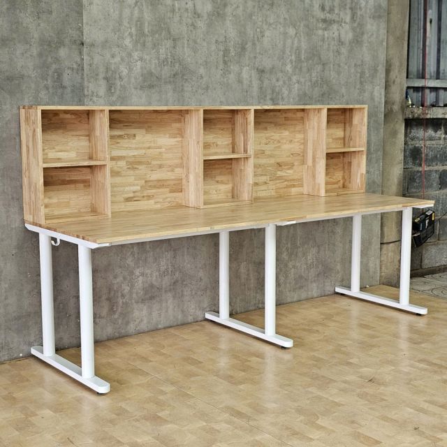 Bàn làm việc liền kệ sách 240x80cm gỗ cao su hệ TIO HBTO057