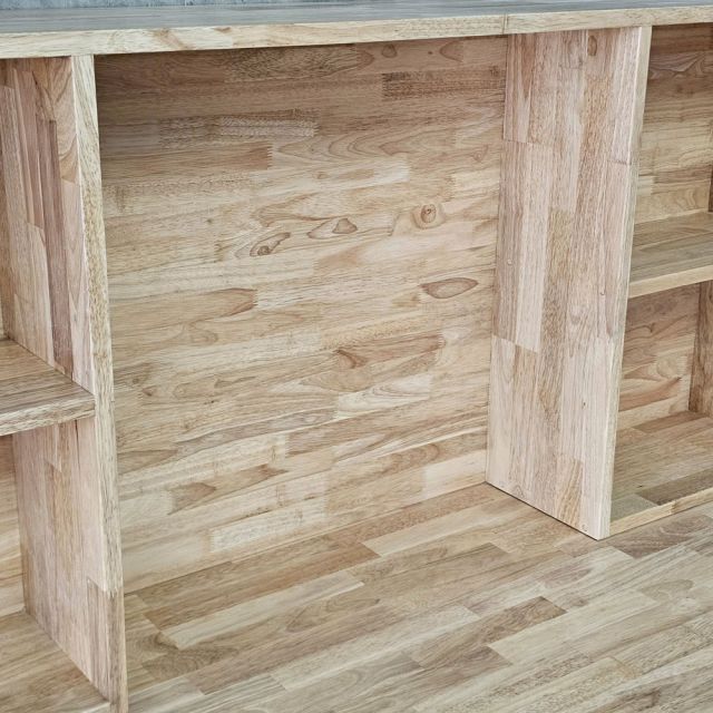 Bàn làm việc liền kệ sách 240x80cm gỗ cao su hệ TIO HBTO057