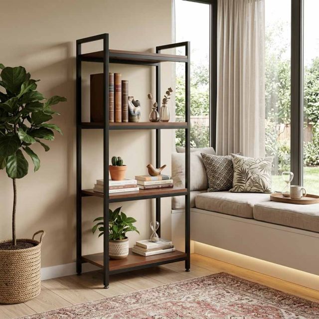 Kệ trang trí 4 tầng 40x60x140cm gỗ cao su khung sắt sơn tĩnh điện KTT68097