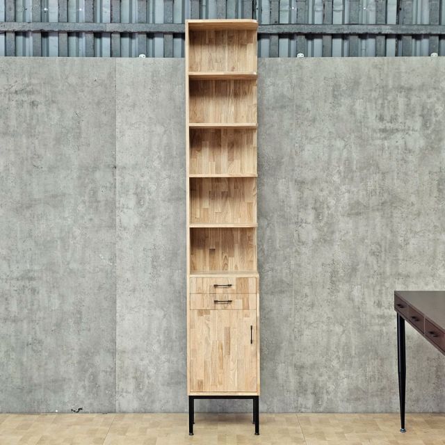 Kệ góc tường 45x27x255cm gỗ cao su chân sắt sơn tĩnh điện KGT68064