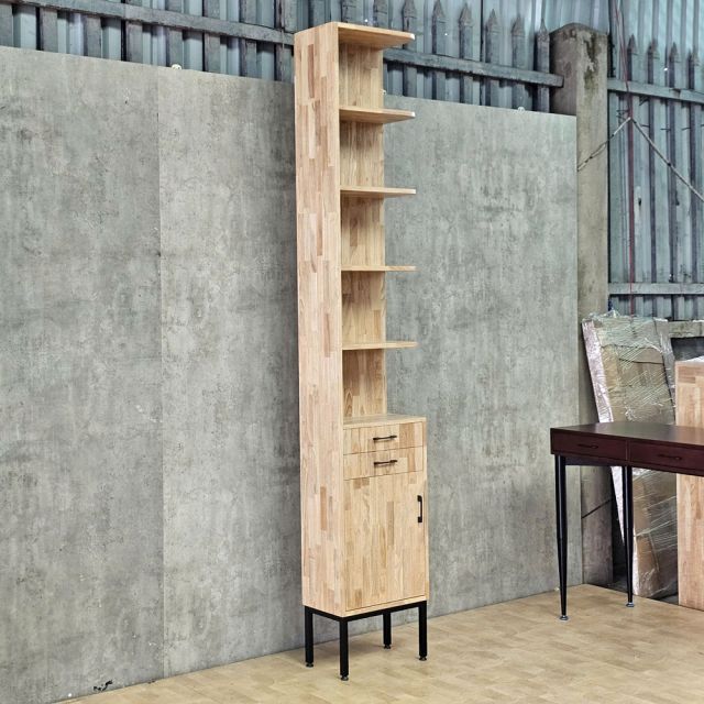 Kệ góc tường 45x27x255cm gỗ cao su chân sắt sơn tĩnh điện KGT68064