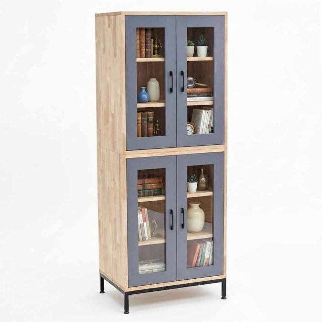 Tủ trang trí 60x40x150cm gỗ cao su chân sắt KTT68096