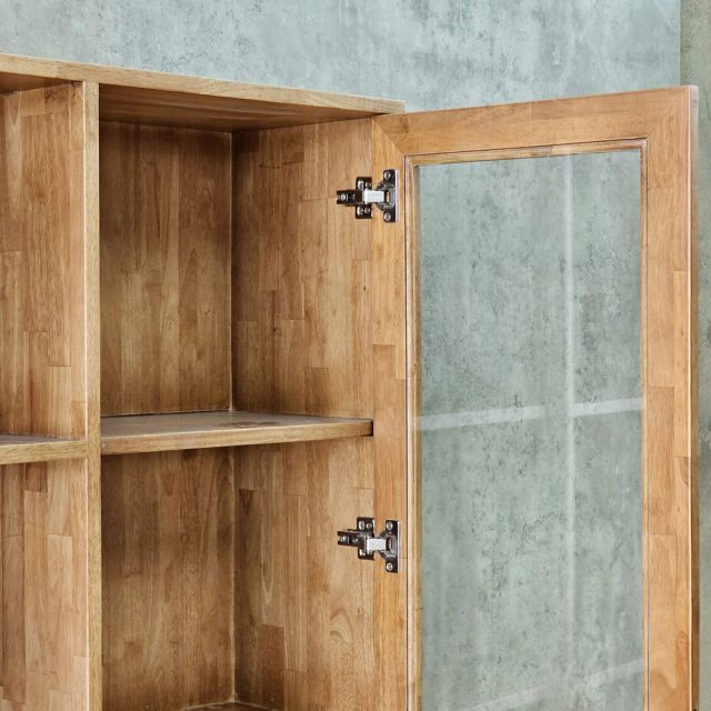 Kệ sách 182x40x180cm gỗ cao su cửa lưới mây KS68380