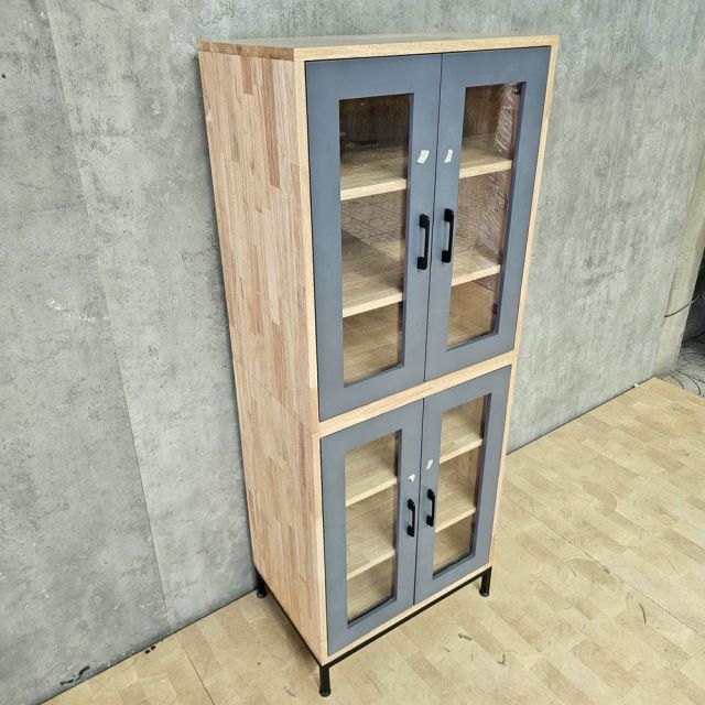Tủ trang trí 60x40x150cm gỗ cao su chân sắt KTT68096
