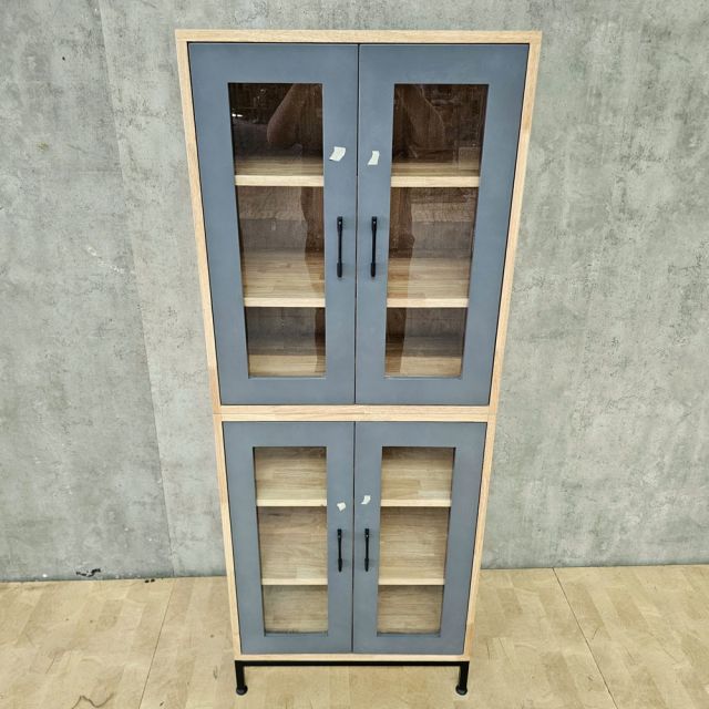 Tủ trang trí 60x40x150cm gỗ cao su chân sắt KTT68096
