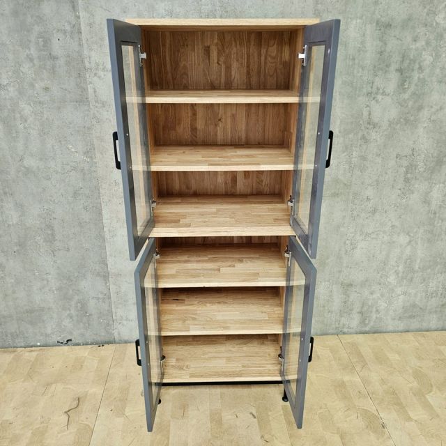 Tủ trang trí 60x40x150cm gỗ cao su chân sắt KTT68096