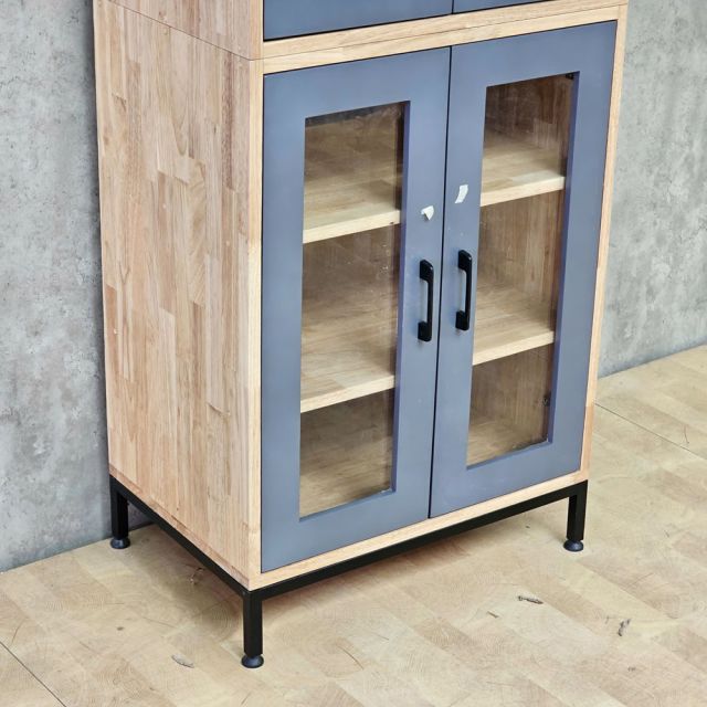 Tủ trang trí 60x40x150cm gỗ cao su chân sắt KTT68096