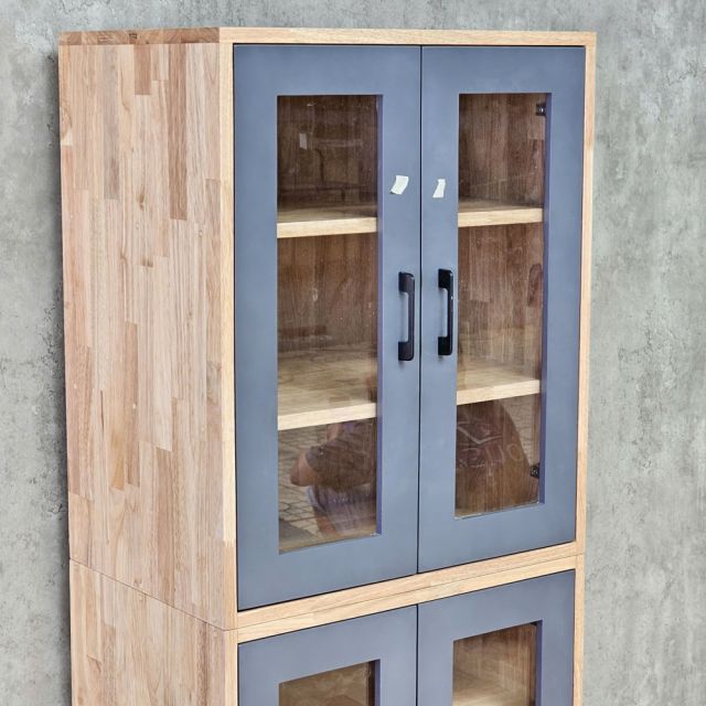 Tủ trang trí 60x40x150cm gỗ cao su chân sắt KTT68096
