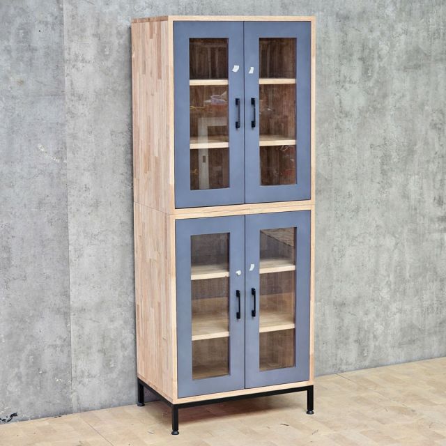 Tủ trang trí 60x40x150cm gỗ cao su chân sắt KTT68096