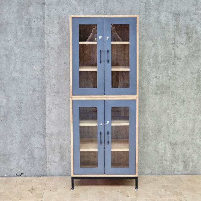 Tủ trang trí 60x40x150cm gỗ cao su chân sắt KTT68096