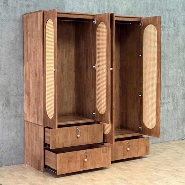 Tủ quần áo 160x55x200cm gỗ cao su TQA68108