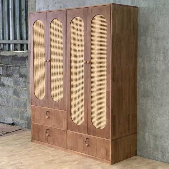 Tủ quần áo 160x55x200cm gỗ cao su TQA68108