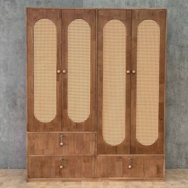 Tủ quần áo 160x55x200cm gỗ cao su TQA68108