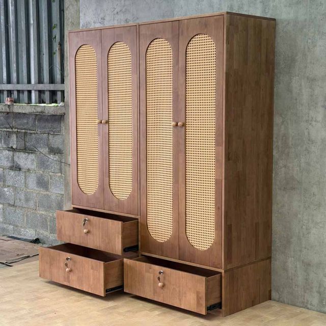 Tủ quần áo 160x55x200cm gỗ cao su TQA68108