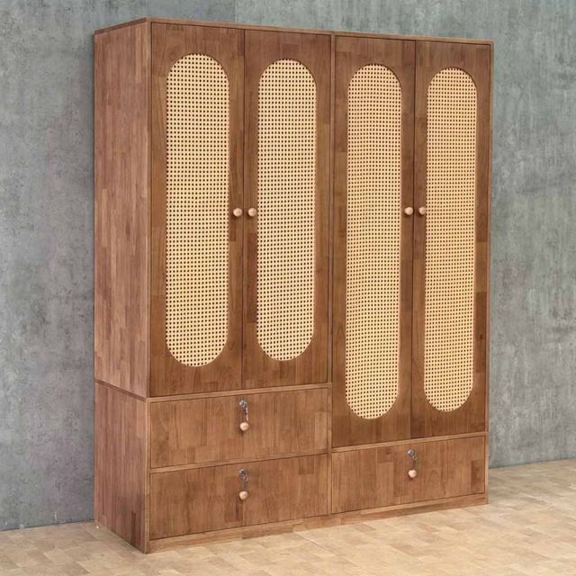 Tủ quần áo 160x55x200cm gỗ cao su TQA68108