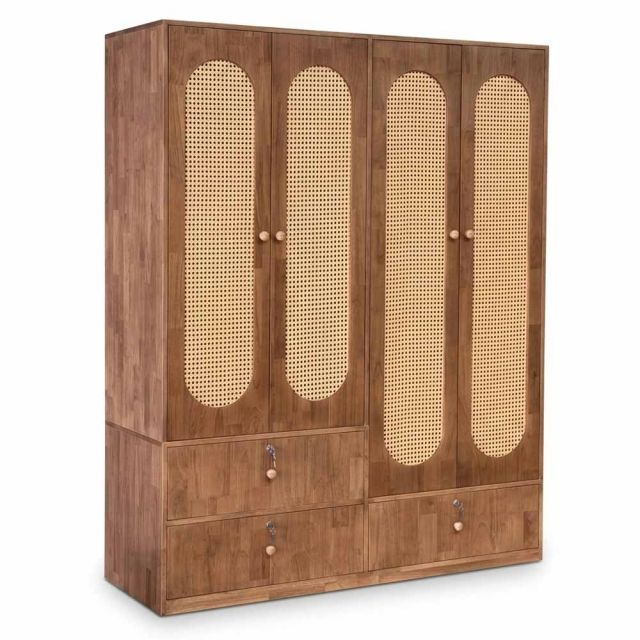 Tủ quần áo 160x55x200cm gỗ cao su TQA68108