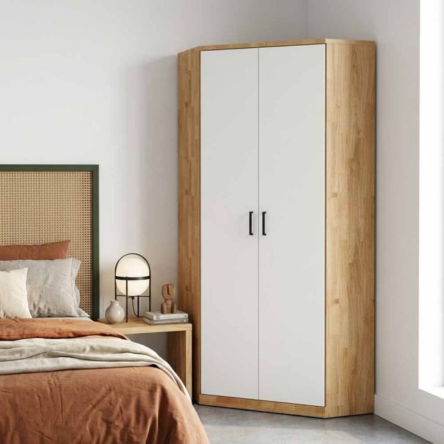 Tủ quần áo góc tường 70x70x160cm gỗ cao su TQA68107