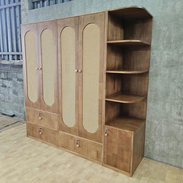 Hệ tủ quần áo 200x55x200cm gỗ cao su TQA68083