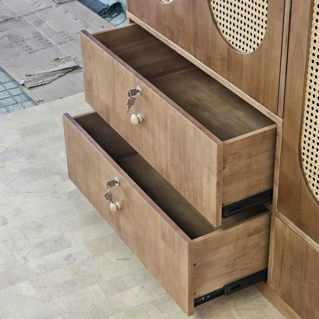 Hệ tủ quần áo 200x55x200cm gỗ cao su TQA68083