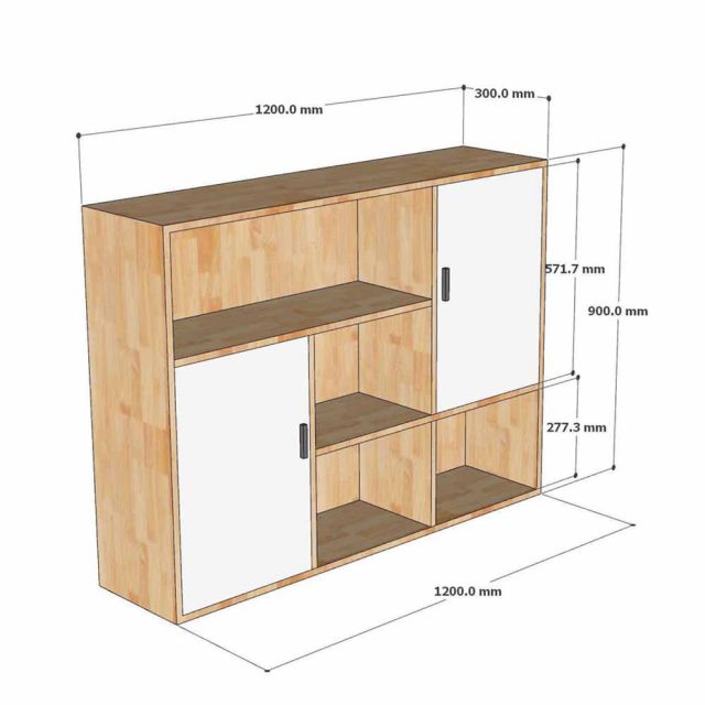 Kệ trang trí treo tường 120x30x90cm gỗ cao su KTT68095
