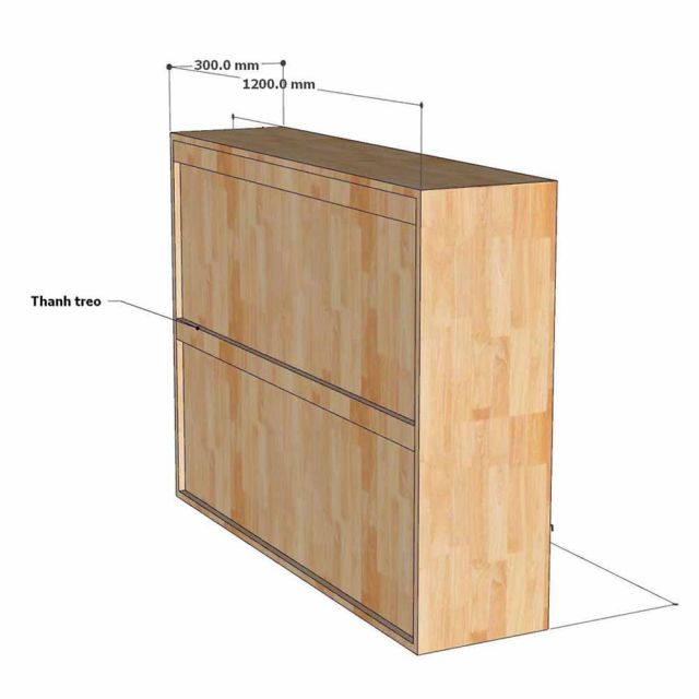 Kệ trang trí treo tường 120x30x90cm gỗ cao su KTT68095