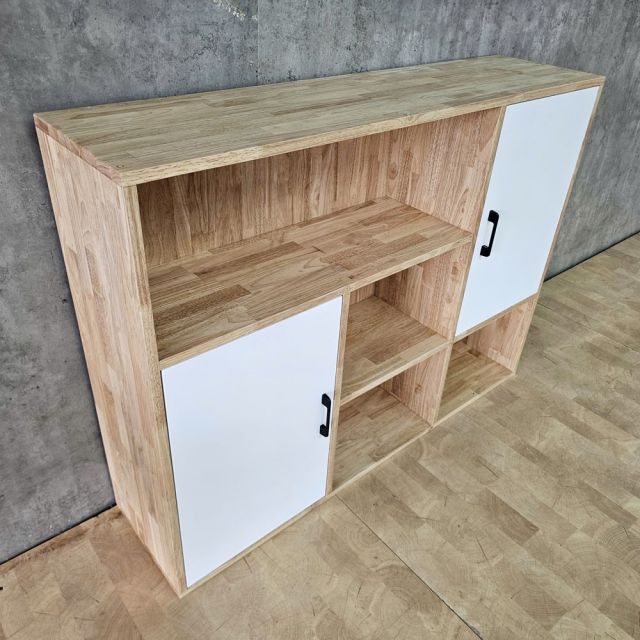Kệ trang trí treo tường 120x30x90cm gỗ cao su KTT68095