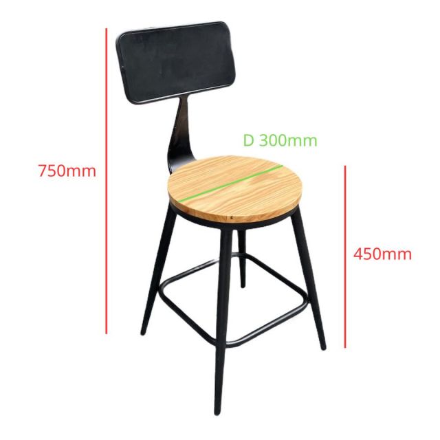 Ghế cafe, ghế có lưng tựa mặt gỗ màu tự nhiên GCF081