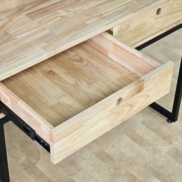 Bàn kết hợp kệ gỗ cao su chân sắt BD68088