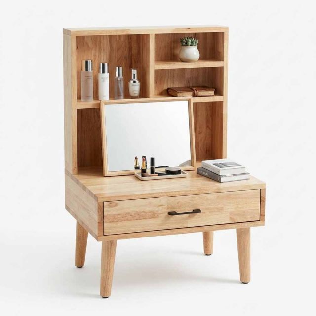 Bàn trang điểm ngồi bệt Vego gỗ cao su - BTD68089