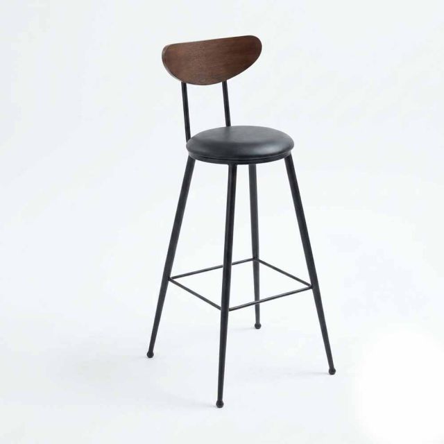 Ghế bar tựa lưng gỗ mặt nệm chân sắt sơn tĩnh điện GBAK018