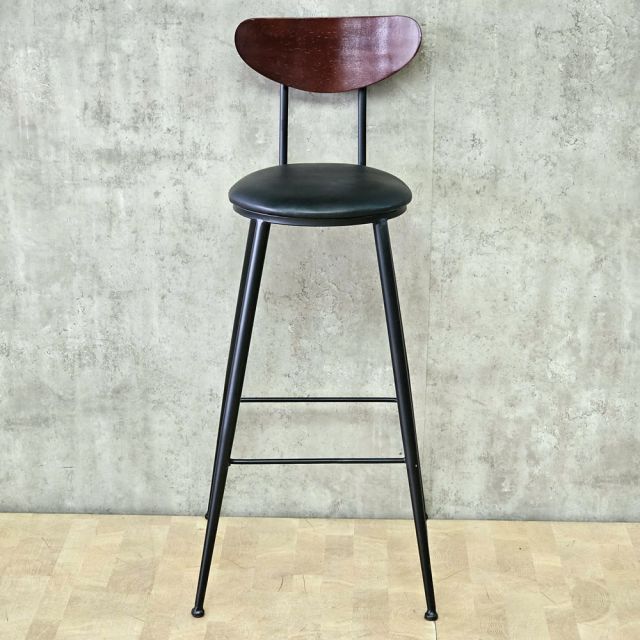 Ghế bar tựa lưng gỗ mặt nệm chân sắt sơn tĩnh điện GBAK018