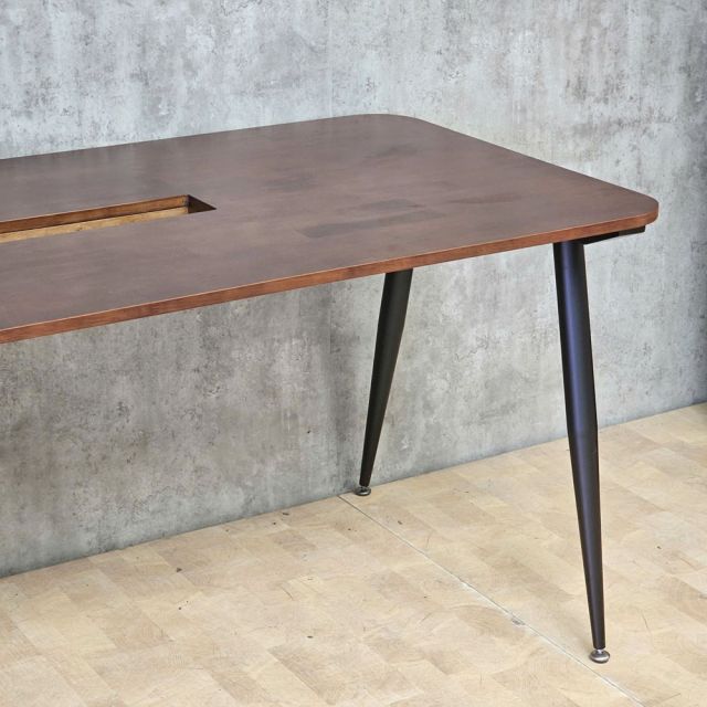 Bàn họp văn phòng có hộp điện 160x80x75cm gỗ cao su chân sắt hệ CONE HBCO090