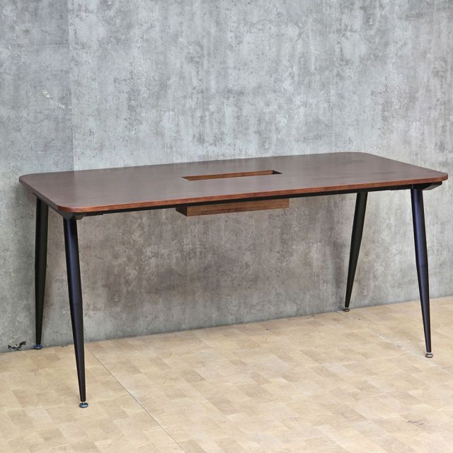 Bàn họp văn phòng có hộp điện 160x80x75cm gỗ cao su chân sắt hệ CONE HBCO090