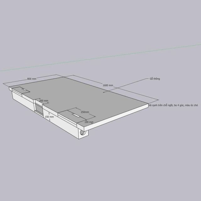 Bàn làm việc có hộp điện đôi 160x80cm gỗ cao su chân hệ XConcept HBXC075
