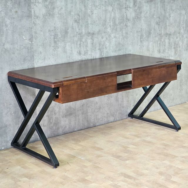 Bàn làm việc có hộp điện đôi 160x80cm gỗ cao su chân hệ XConcept HBXC075