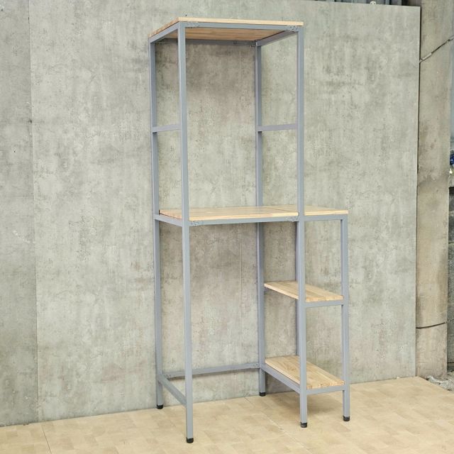 Kệ máy giặt máy sấy 94x62x204cm gỗ cao su khung sắt KMG68036